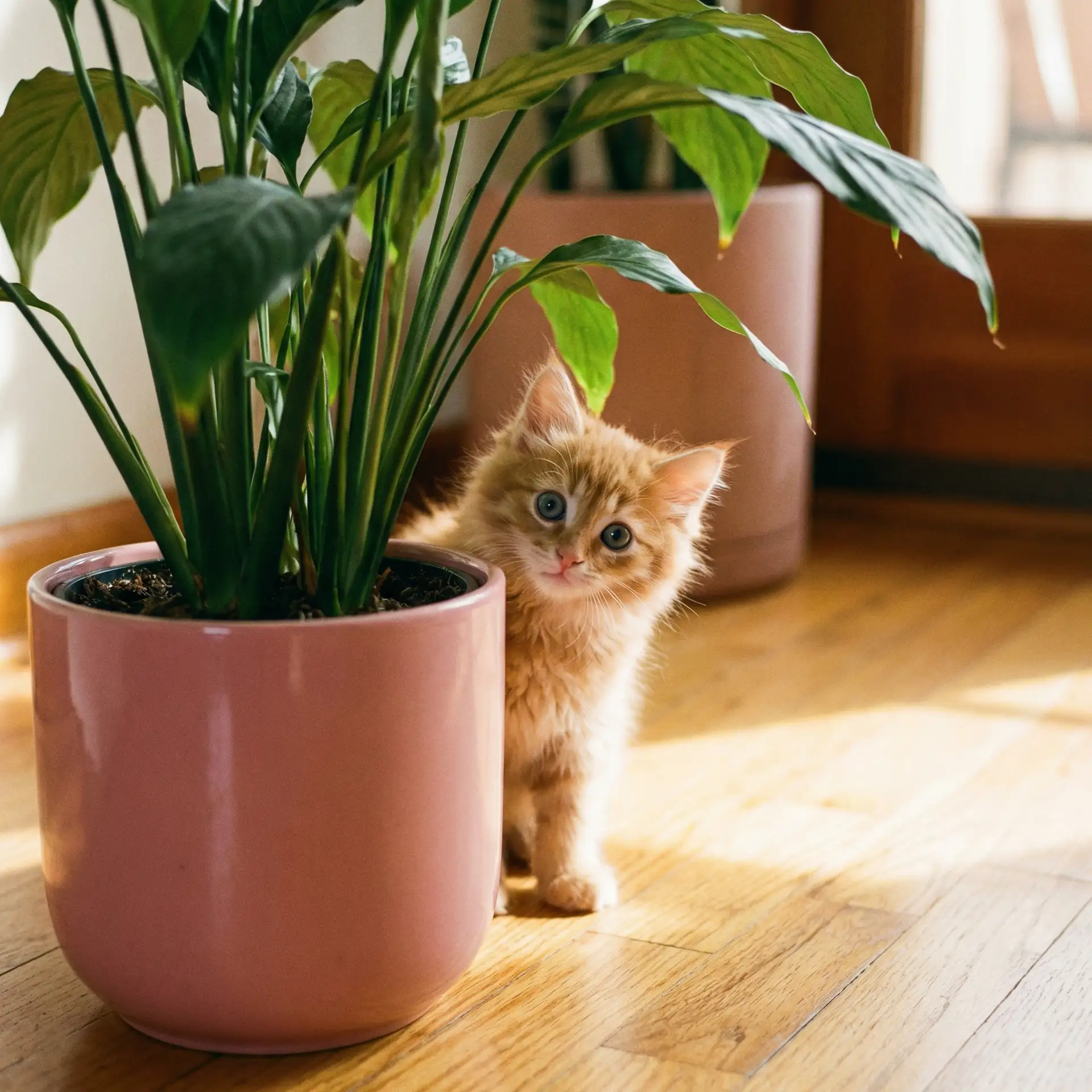 小猫从花盆后探头 - 乌克兰搭讪